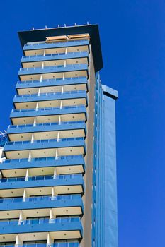 Benidorm, Alicante, Spain- September 11, 2022: Modern architecture buildings in the center of town in Benidorm