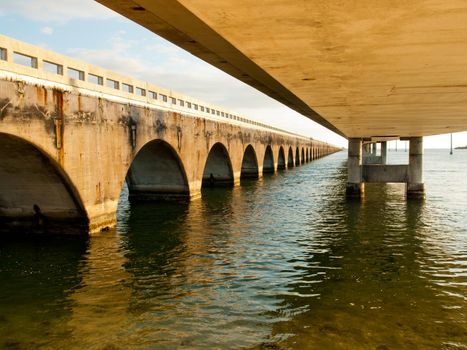 The Seven Mile Bridge is a famous bridge in the Florida Keys.