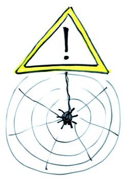 Danger of spiders funny creepy halloween hand drawn sign