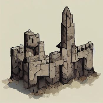 Illustration of the ruins of an ancient castle. High quality illustration