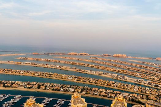Dubai, UAE - 09.24.2021 Partial view of man made island, Palm Jumeirah.