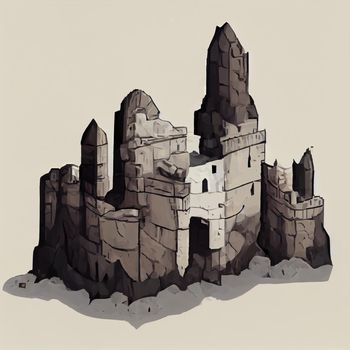 Illustration of the ruins of an ancient castle. High quality illustration