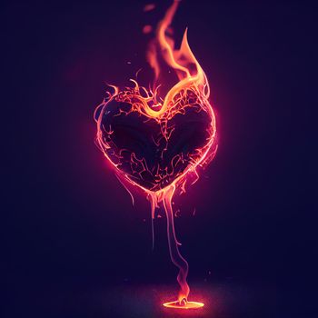 Illustration of a Burning Heart. High quality illustration