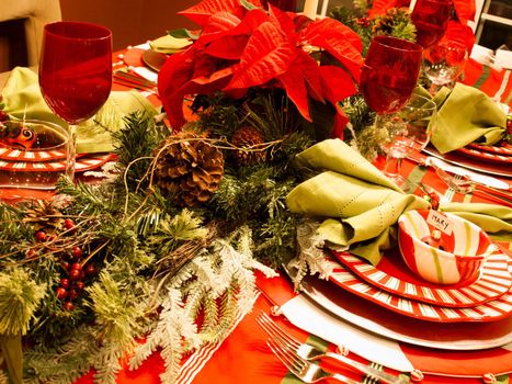 A table set for a holiday meal.