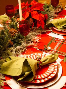 A table set for a holiday meal.