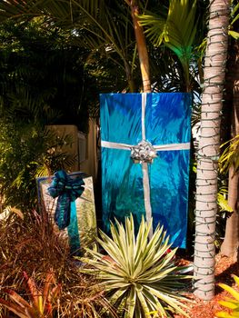 Front yard decorated for Christmas on Key West, Florida.