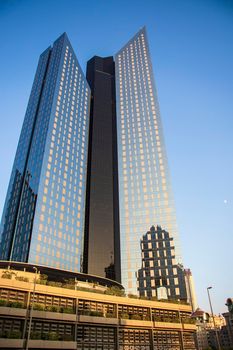 Towers in Dubai International Financial Center. Outdoors