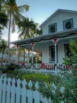 Hose decorated for Christmas on Key West, Florida.