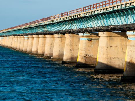 The Seven Mile Bridge is a famous bridge in the Florida Keys.