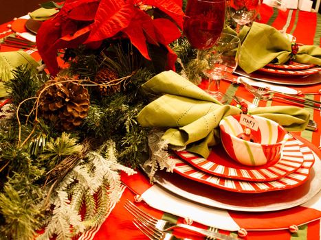 A table set for a holiday meal.