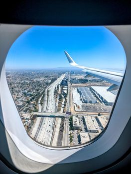 aerial views of los angeles from an air plane