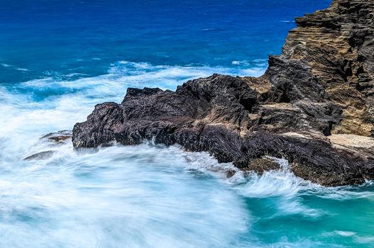 View of Halona Cove, Oahu, Hawaii, on a sunny summers day.