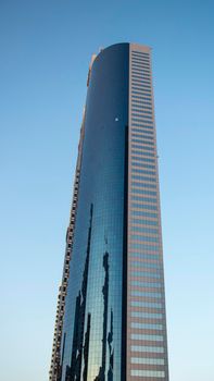 View of tower in Dubai International Financial Center. Outdoors