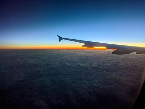 early morning sunrise from an airplane