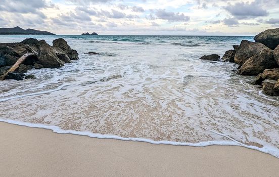 View of Rabbit Island from Waimanalo Beach on Oahu, Hawai