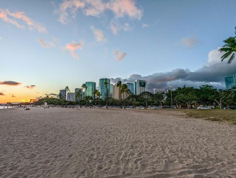 Spectacular view of Honolulu city, Oahu