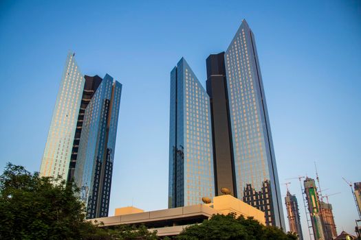 Towers in Dubai International Financial Center. Outdoors