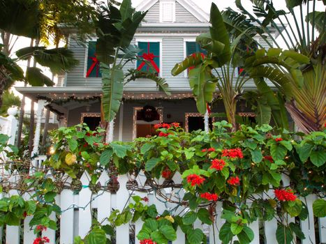 Hose decorated for Christmas on Key West, Florida.