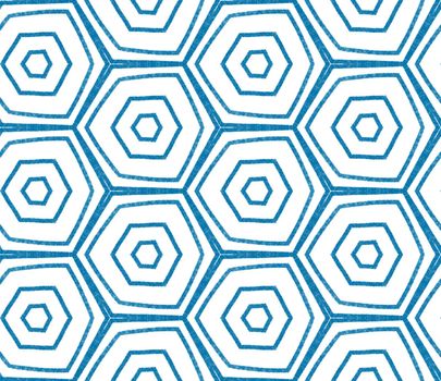 Textured stripes pattern. Blue symmetrical kaleidoscope background. Textile ready enchanting print, swimwear fabric, wallpaper, wrapping. Trendy textured stripes design.