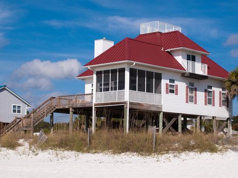 Beach houses at Mexico Beach, Florida.