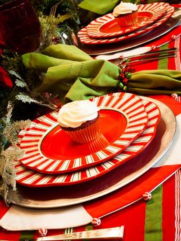 A table set for a holiday meal.