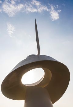 Sharjah, UAE - 09.07.2021 - Monument known as The Scroll that placed close to House of Wisdom library