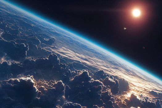 Beautiful multicolor landscape of an alien planet