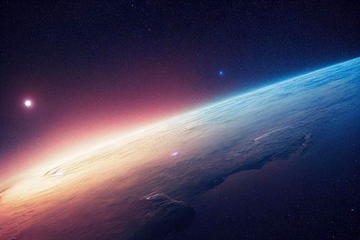 3d rendered Space Art: Alien Planet - A Fantasy Landscape with purple skies