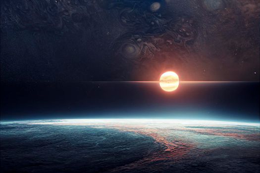 Beautiful multicolor landscape of an alien planet
