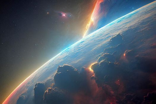 3d rendered Space Art: Alien Planet - A Fantasy Landscape with purple skies