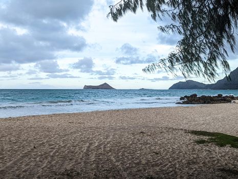 View of Rabbit Island from Waimanalo Beach on Oahu, Hawai