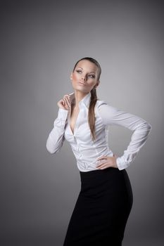 beauty woman in white cloth business style smile on camera
