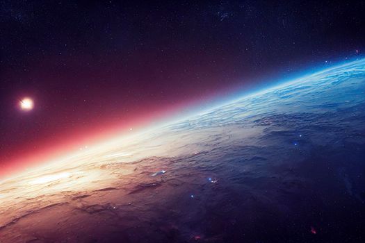 3d rendered Space Art: Alien Planet - A Fantasy Landscape with purple skies