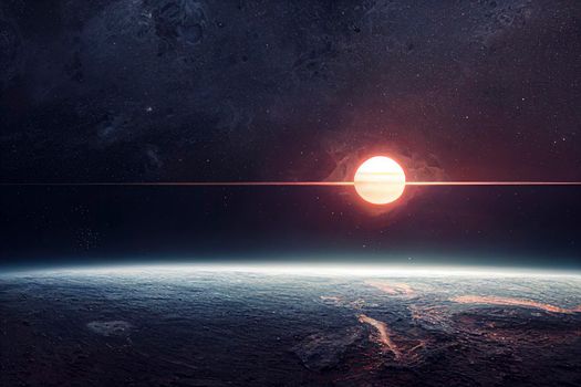 3d rendered Space Art: Alien Planet - A Fantasy Landscape with purple skies