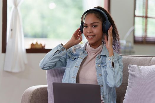 Beautiful woman using laptop working at home. lifestyle concept.