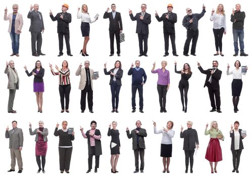 group of businessmen showing thumbs up isolated on white background