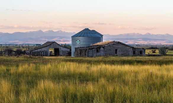 Classic Old Barn and Silos Landscape