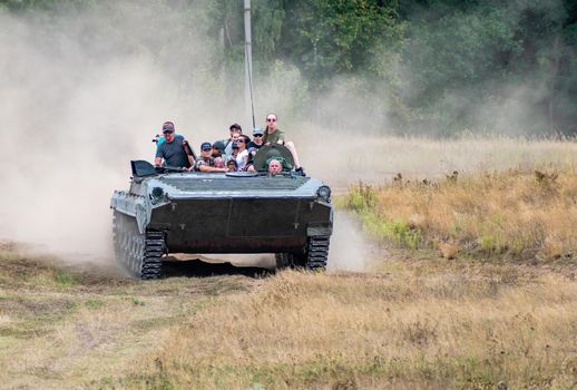 Hodonin - Panov, Czech Republic - July 20, 2022 Military Day Hodonin - Panov. Historical and contemporary military equipment - infantry fighting vehicle BVP 1
