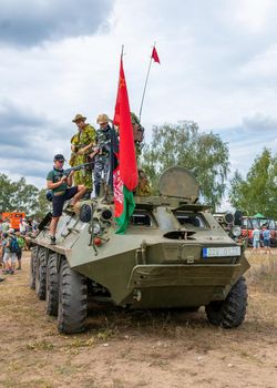 Hodonin - Panov, Czech Republic - July 20, 2022 Military Day Hodonin - Panov. Historical and contemporary military equipment, manned OT64 armoured personnel carrier