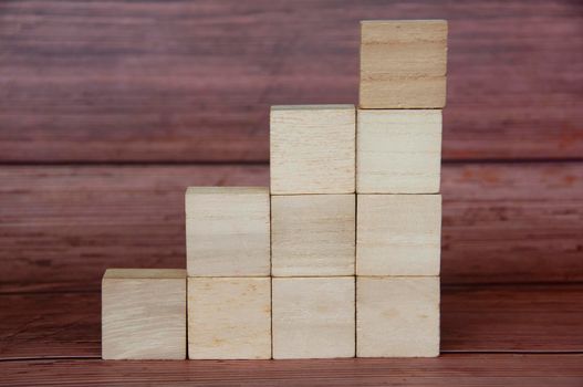 Wooden blocks with customizable space for text or ideas. Copy space.
