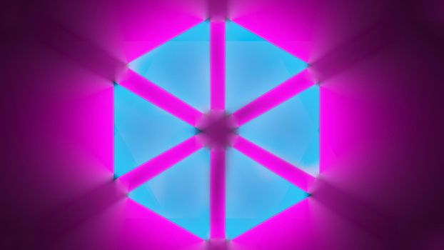 Neon triangle purple background. Futuristic technology purple wallpaper.