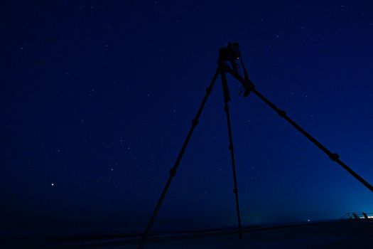 Camera taking a starry sky. Shooting Location: Sendai, Miyagi Prefecture