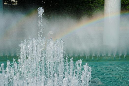 Fountain and rainbow. Shooting Location: Tokyo metropolitan area