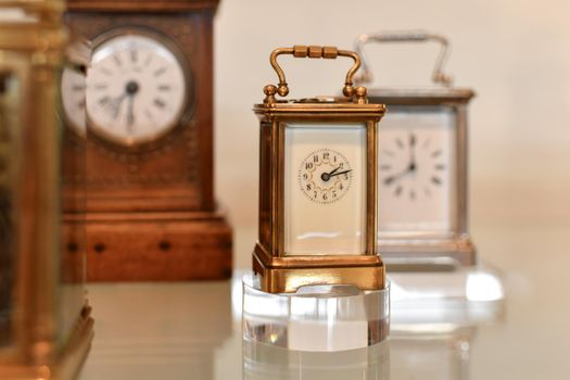 The many gold vintage clocks