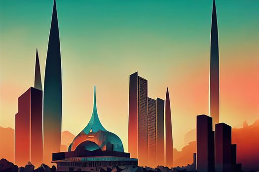 Ashgabat. High quality 2d illustration