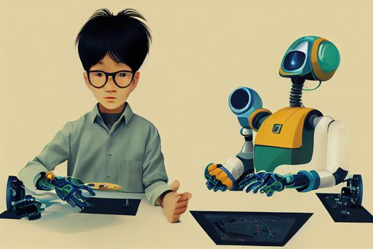 Asian Male Engineer. High quality 2d illustration