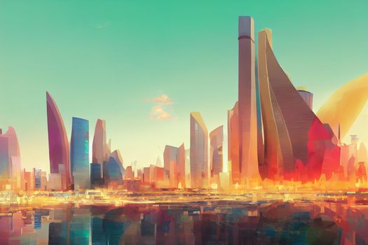 Abu Dhabi. High quality 2d illustration