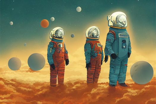 Space Scientists. High quality 2d illustration