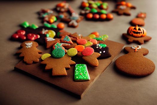 Halloween Gingerbread Cookies. High quality 2d illustration