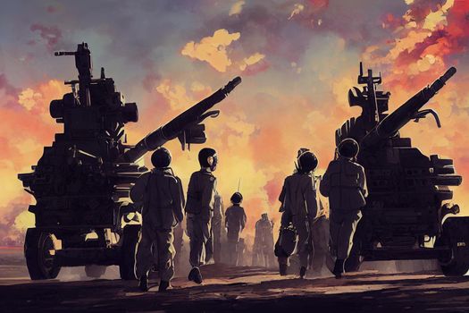 Artillery and Missile Crew. High quality 2d illustration